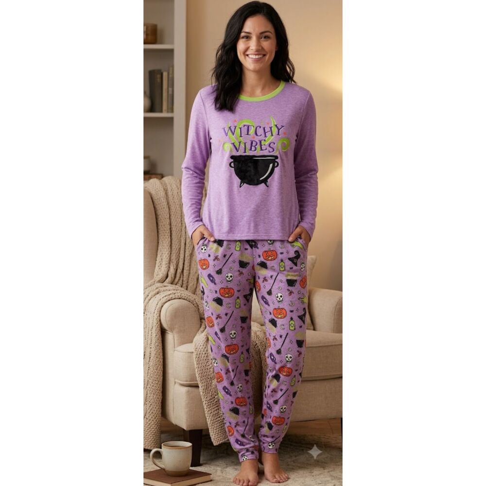 NEW Way to Celebrate Halloween Witchy Vibes Pajama Set Women's Size Medium 8-10